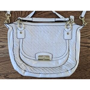 VINTAGE COACH Kristin Woven Leather Crossbody/Satchel Shoulder Bag White